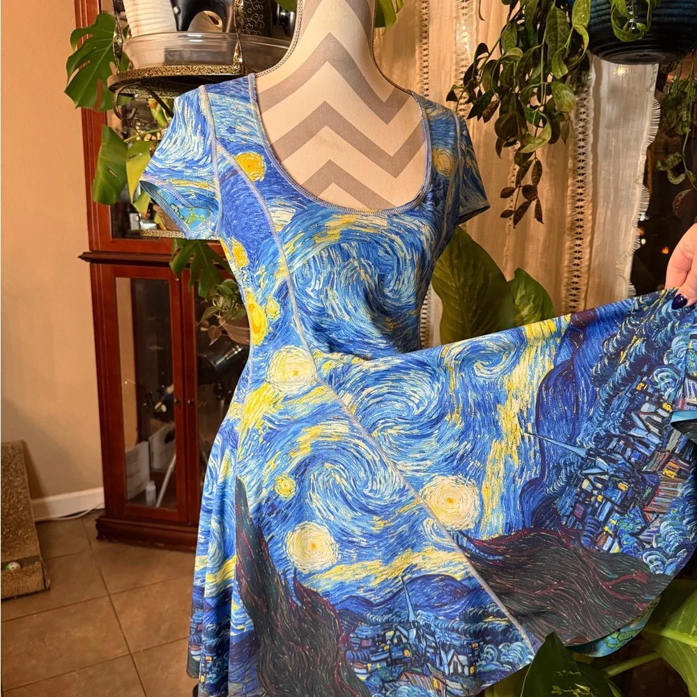 Blackmilk Van Gogh Starry Night vs. Almond Blossoms Inside-Out Dress - Picture 9 of 9